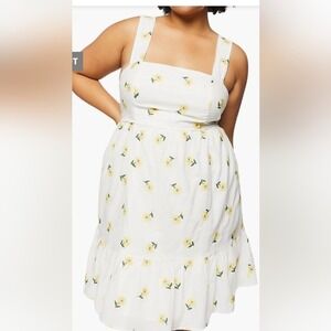 Forever 21 White Mini Dress with Yellow Floral Embroidery Size 1X